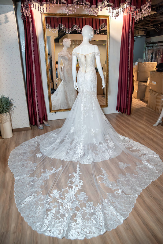 Wholesale Lace Mermaid Wedding Gown with Tulle 3286