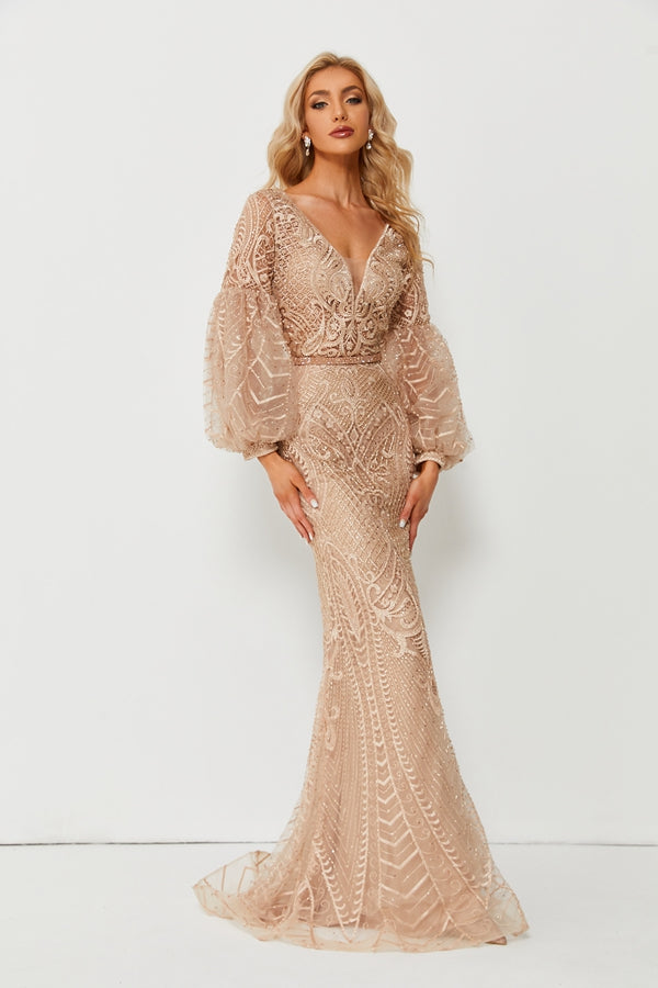 Regal Elegance Structured Mermaid Evening Gown MC090