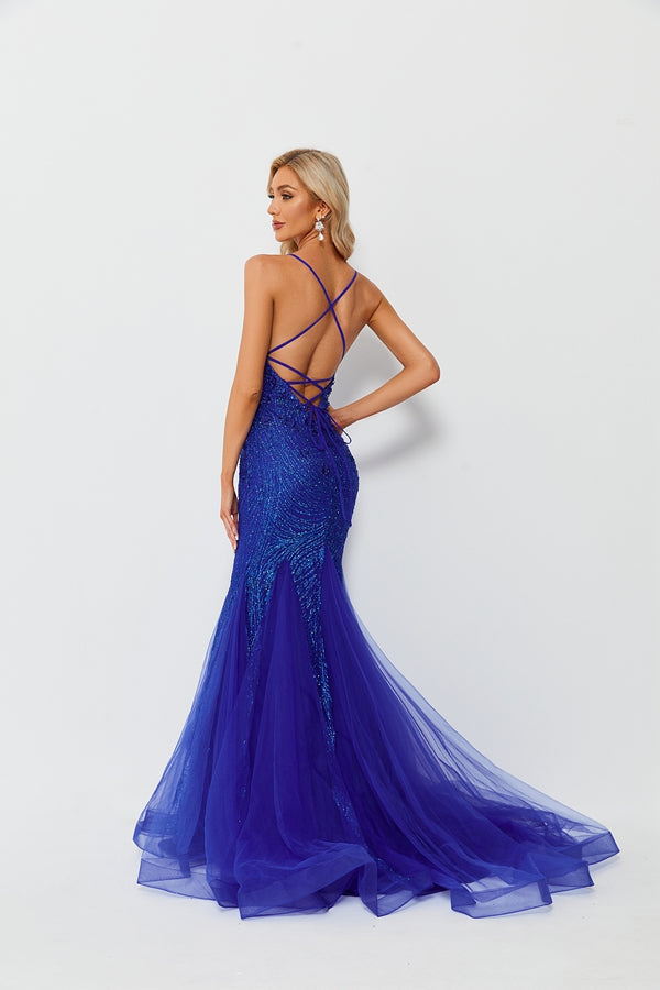Dazzling Grace Tulle Mermaid Dress with Sequin Embellishments KT1292