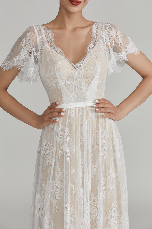 Classic Elegance Wholesale Lace Half Sleeve Wedding Gown 32641