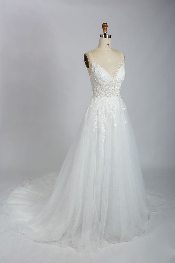 Lace Wedding Gown with Tulle Ballgown Skirt 3302
