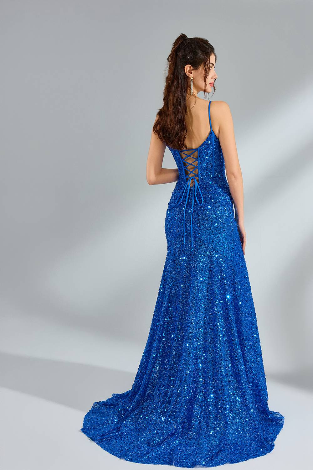 Glistening Train Sparkling Mermaid Prom Dress with a Dazzling Trail 32860