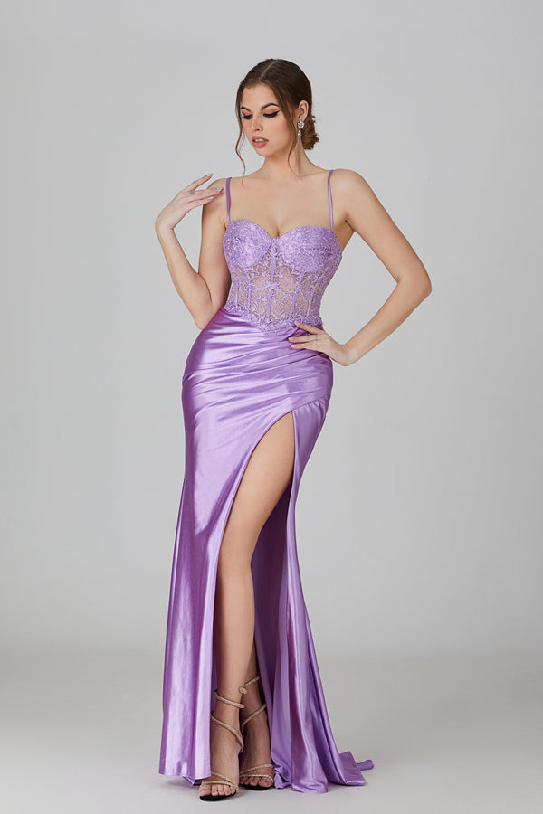 Wholesale Glamour Lace Mermaid Prom Gown with High Slit 32738