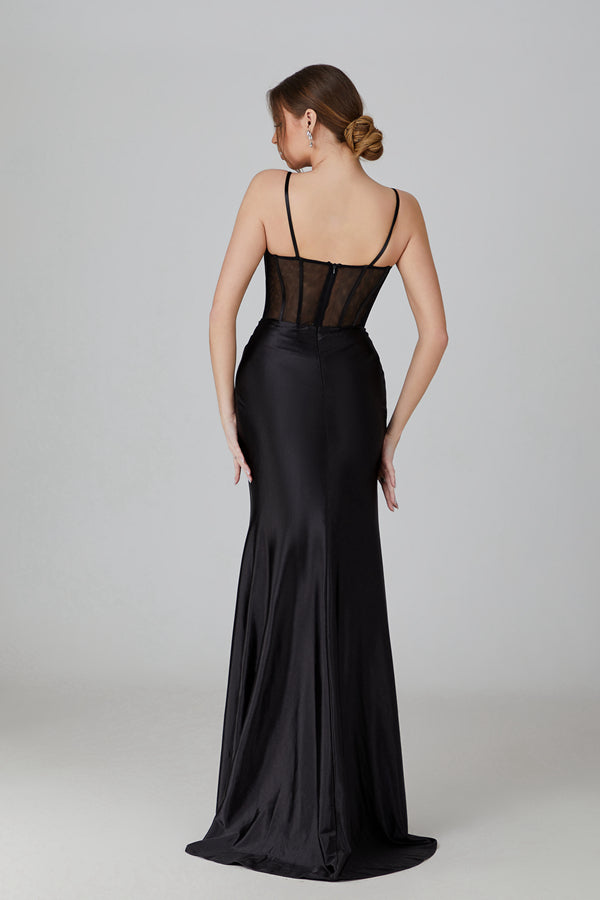 Wholesale Chic Simplicity Black Slit Prom Gown 32740