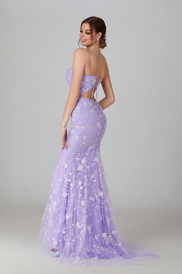 Wholesale Lace Appliqué Mermaid Prom Gown with Sheer Net Overlay