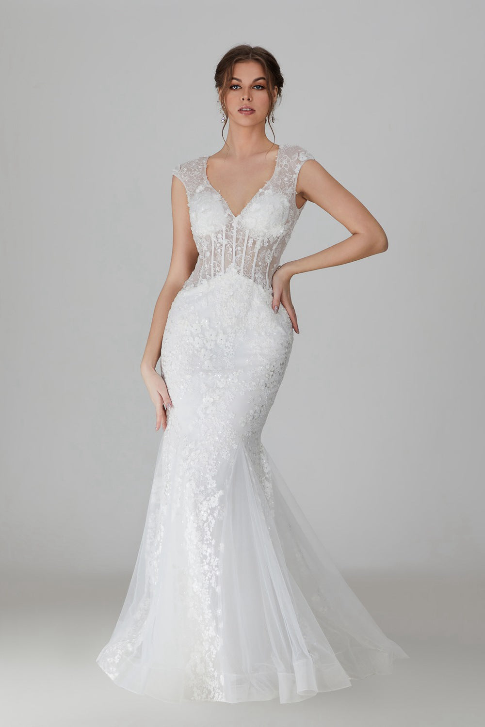 Wholesale Exclusive Allure and Elegance with the Lace Mermaid Wedding Prom Gown 3305
