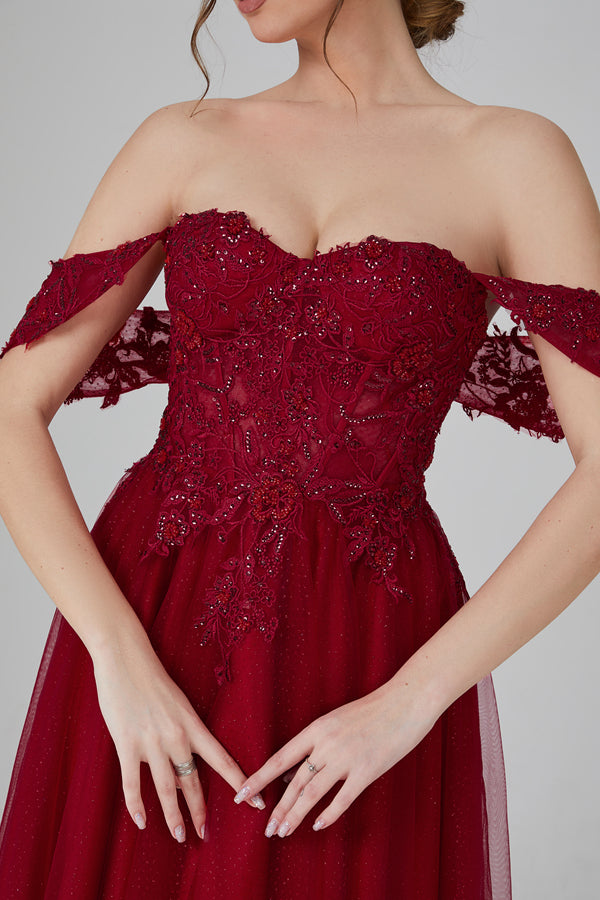 Wholesale Elegance Lace Applique Capelet Prom Gown - Embrace the Graceful Beauty 32717