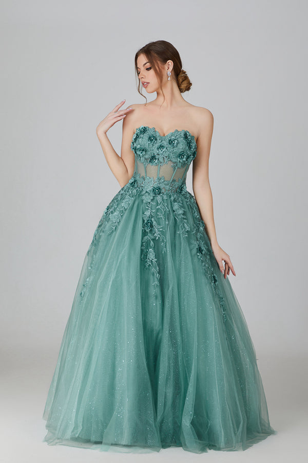 Whimsical Petals Enchanting Lace and Petal Tulle Prom Dress 32691