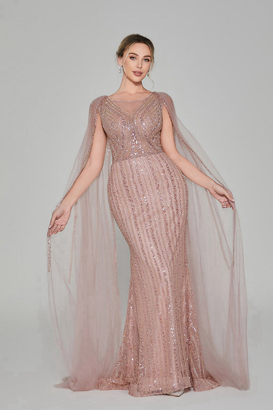 Wholesale Mother of the Bride Evening Gown with Shoulder Drapes and Mermaid Silhouette MK133