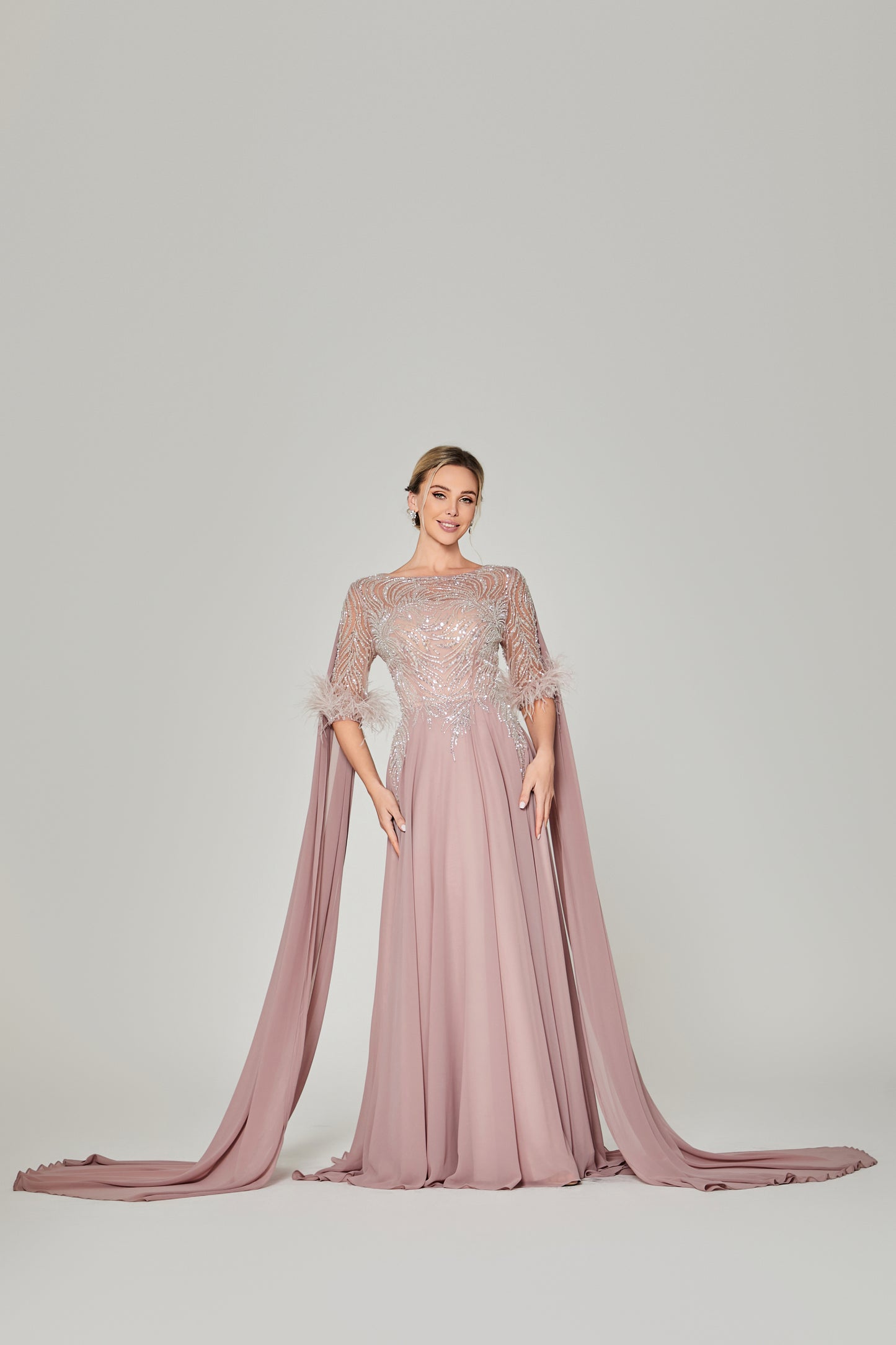 Wholesale Mother Evening Gown with Shoulder Drapes Silhouette KS035
