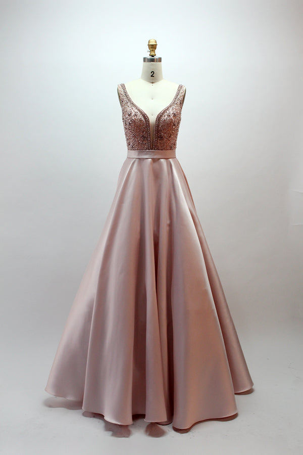 Wholesale Dazzling Elegance Hand-Beaded Satin Prom Gown 32418B