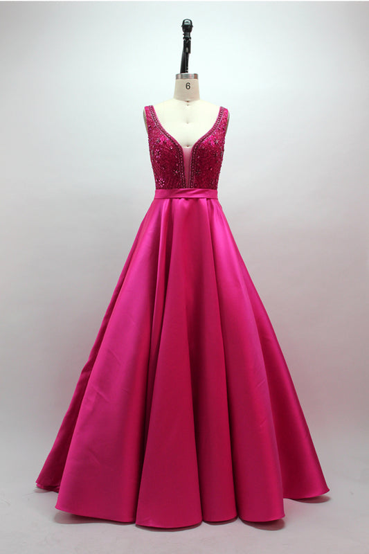 Wholesale Dazzling Elegance Hand-Beaded Satin Prom Gown 32418B