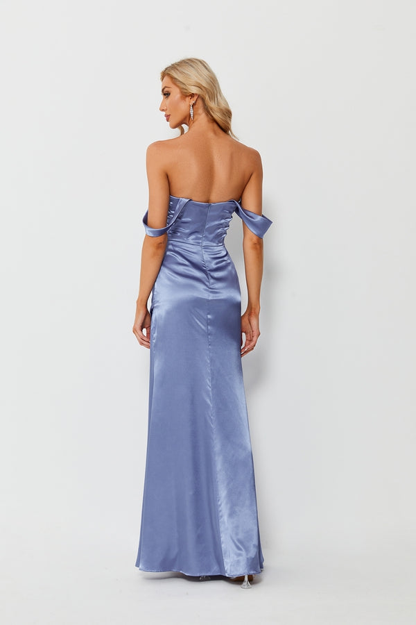 Elegant Simplicity Satin Mermaid Slit Prom Bridesmaid Dress 32684