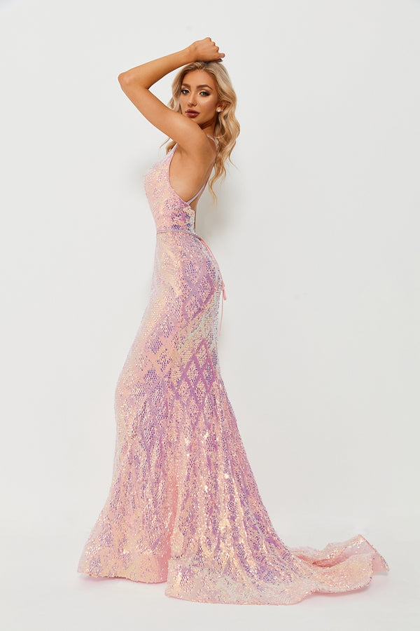 Sparkling Elegance Mermaid Sequin Trail Prom Dress 32661