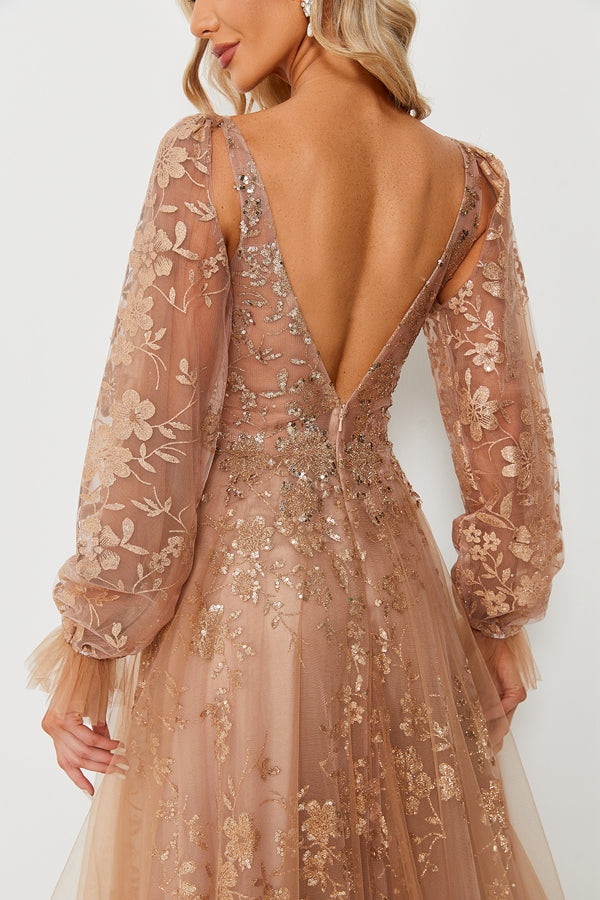Versatile Elegance Detachable Sleeve Petal Tulle Gown KT1325