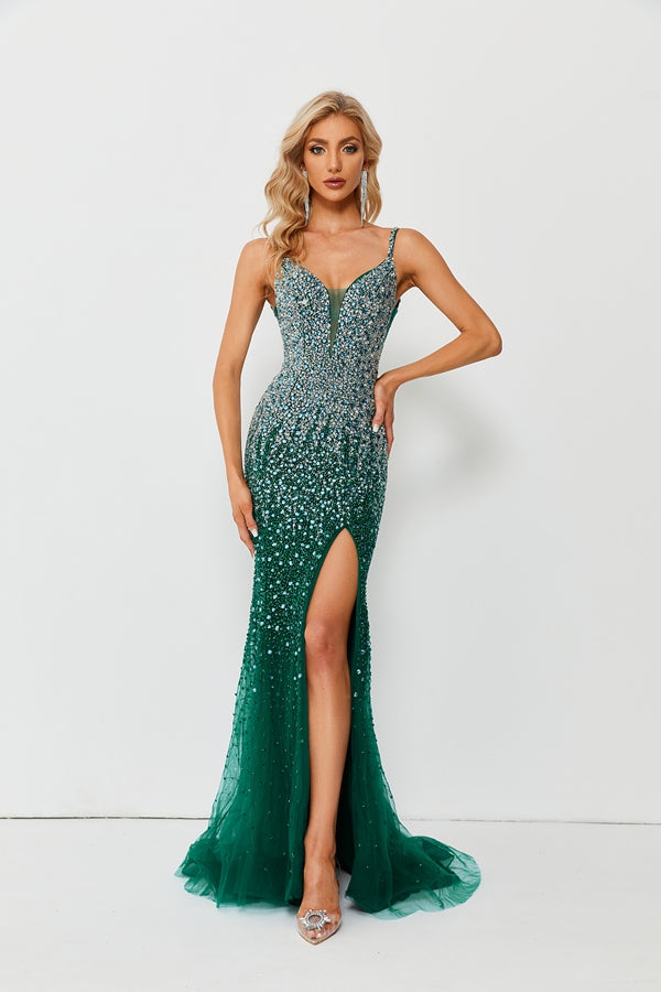 Enchanting Opulence Embellished Mermaid Tulle Evening Dresses QT025