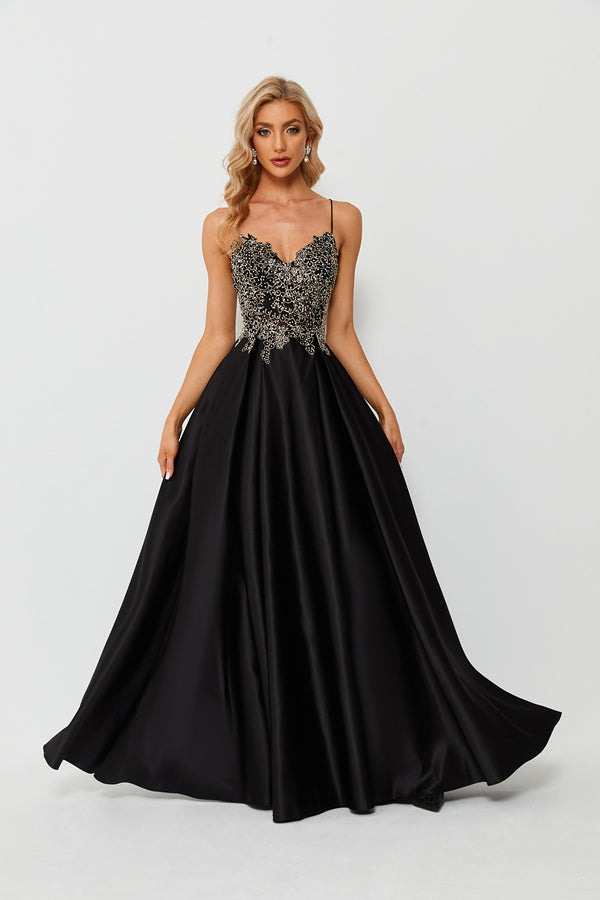 Enchanting Allure Lace Satin Slit Prom Dress 32681