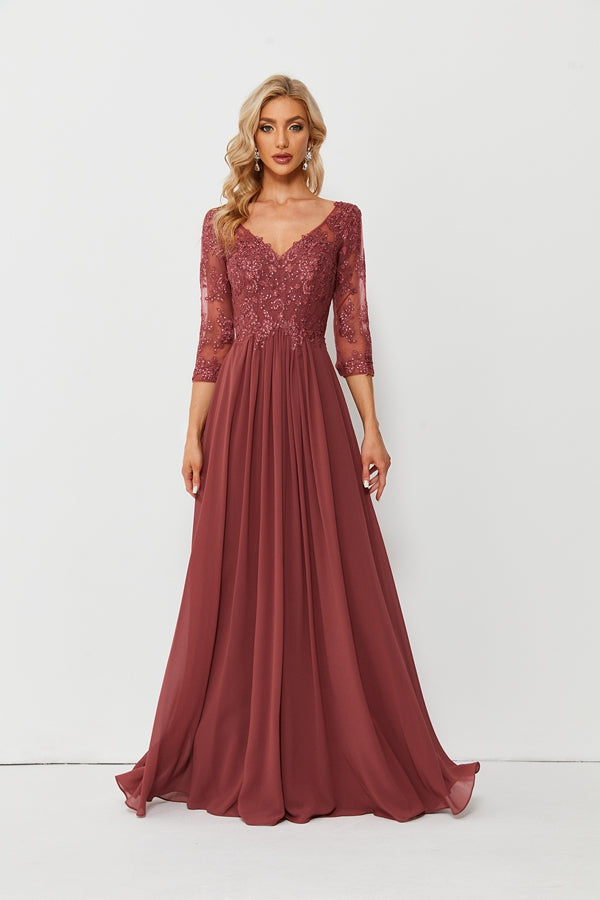 Graceful Sophistication Half-Sleeve Lace Chiffon Mother of the Bride Dress 32688