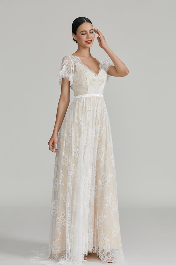Classic Elegance Wholesale Lace Half Sleeve Wedding Gown 32641