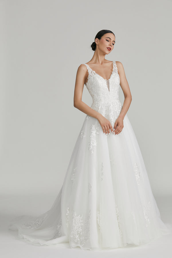 Blooming Elegance Wholesale Lace Petal Wedding Gown 1012