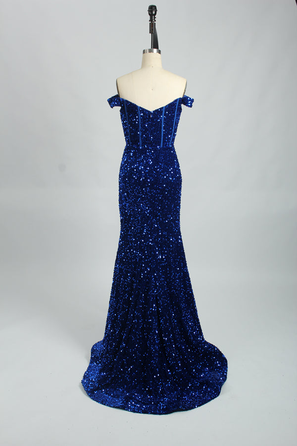 Starry Glamour Wholesale Mermaid Sequin Strapless Gown with Train 32692