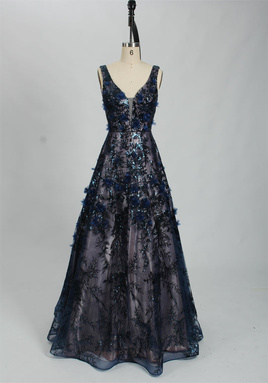 Wholesale Lace Prom Dress with Floral Appliques 32759