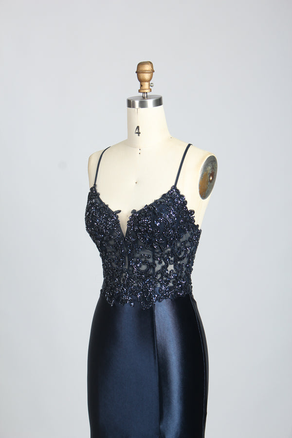 Enchanting Elegance Wholesale Mermaid Lace Sequin Slit Gown 32669