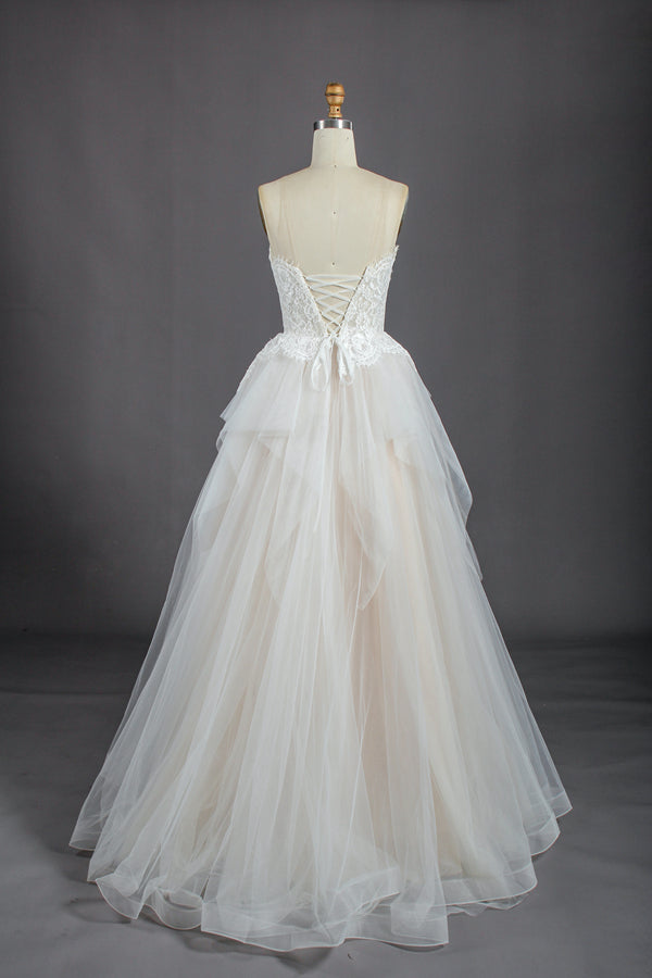 Wholesale Lace Strapless Wedding Gown with Sheer Tulle Skirt KT1314