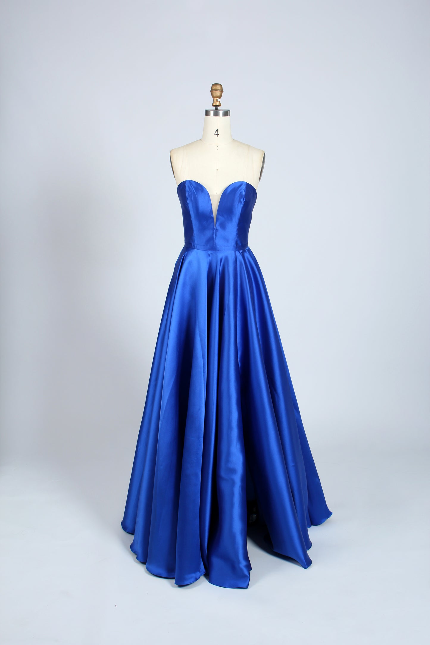 Wholesale Regal Glamour Strapless Slit Satin Royal Blue Prom Gown 32638
