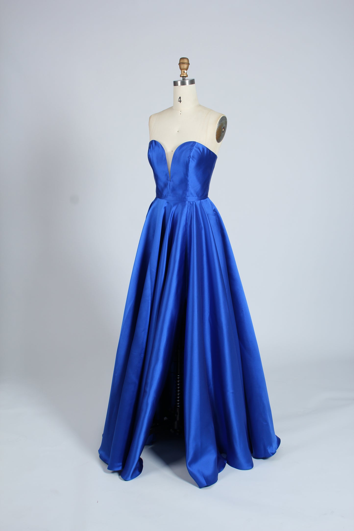 Wholesale Regal Glamour Strapless Slit Satin Royal Blue Prom Gown 32638