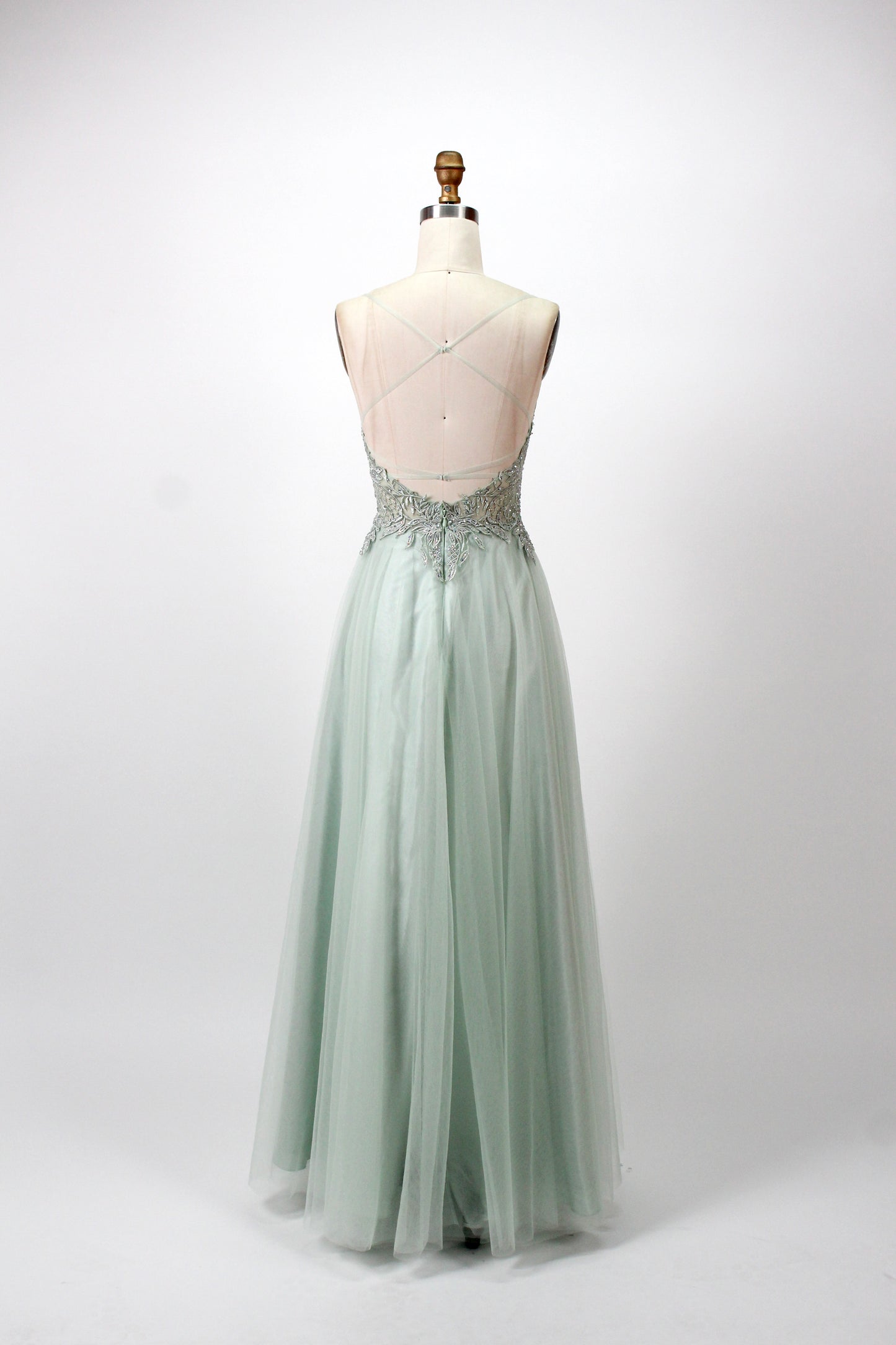Wholesale Enchanting Opulence Lace Appliqué Beaded Slit Prom Gown 32608