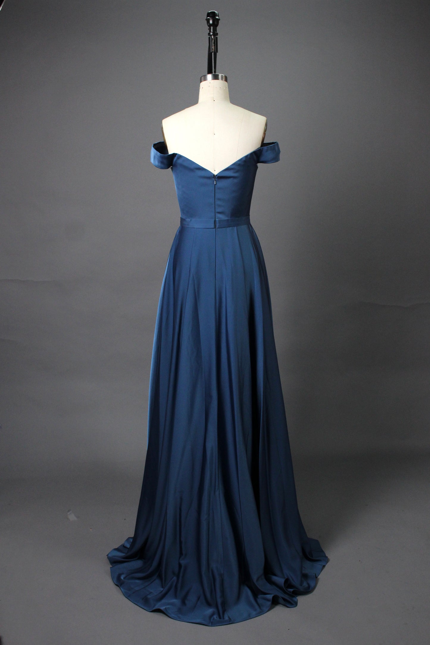 Elegant Simplicity Satin Off-Shoulder Slit Prom Gown 32566E