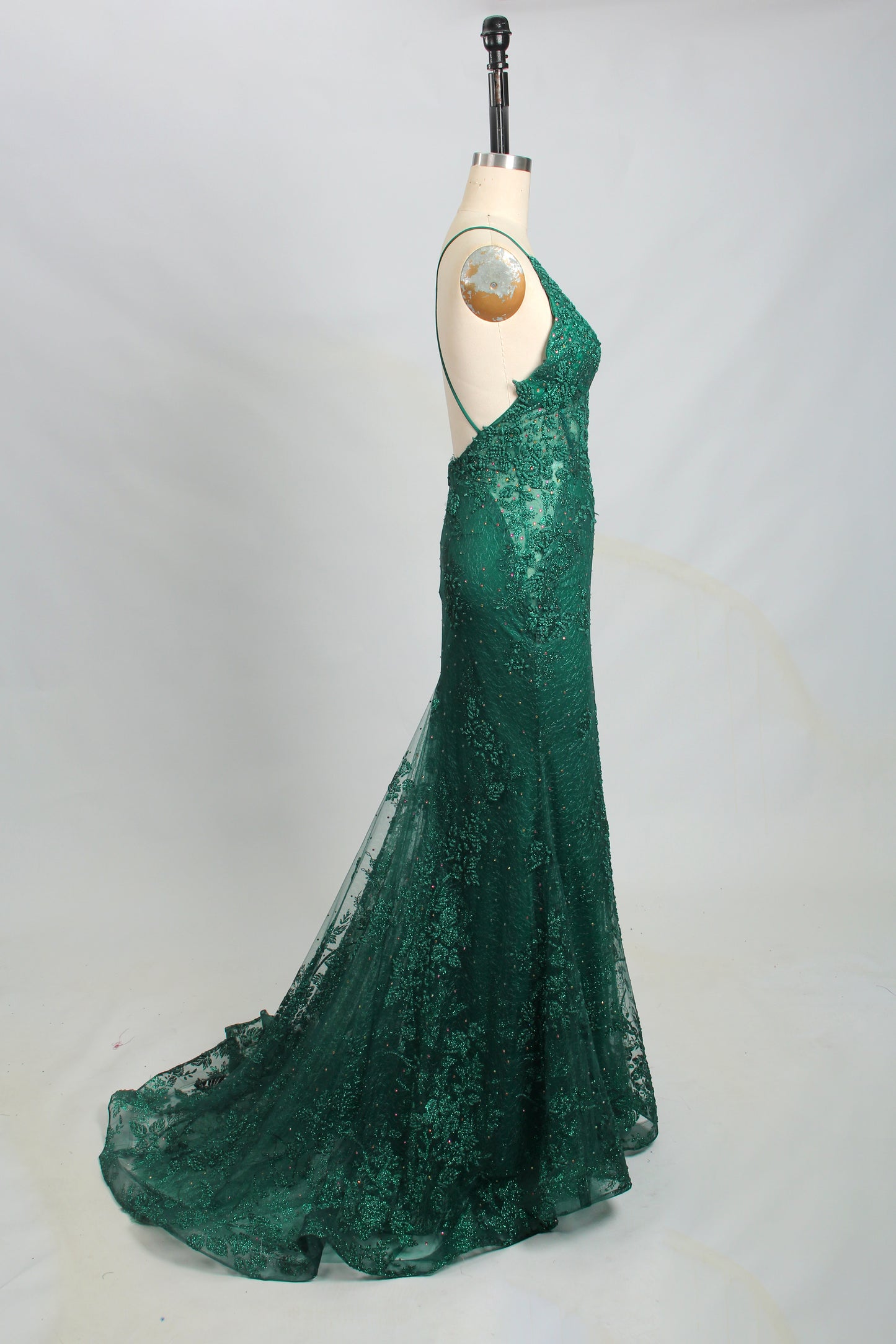 Glittering Seduction Wholesale Backless Tie-Back Slit Mermaid Gown 32726