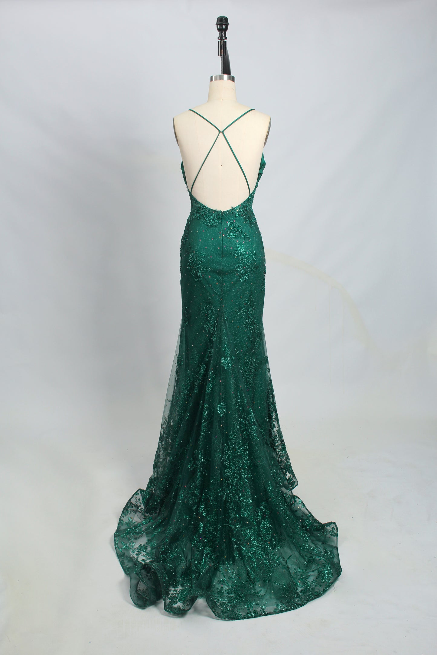 Glittering Seduction Wholesale Backless Tie-Back Slit Mermaid Gown 32726