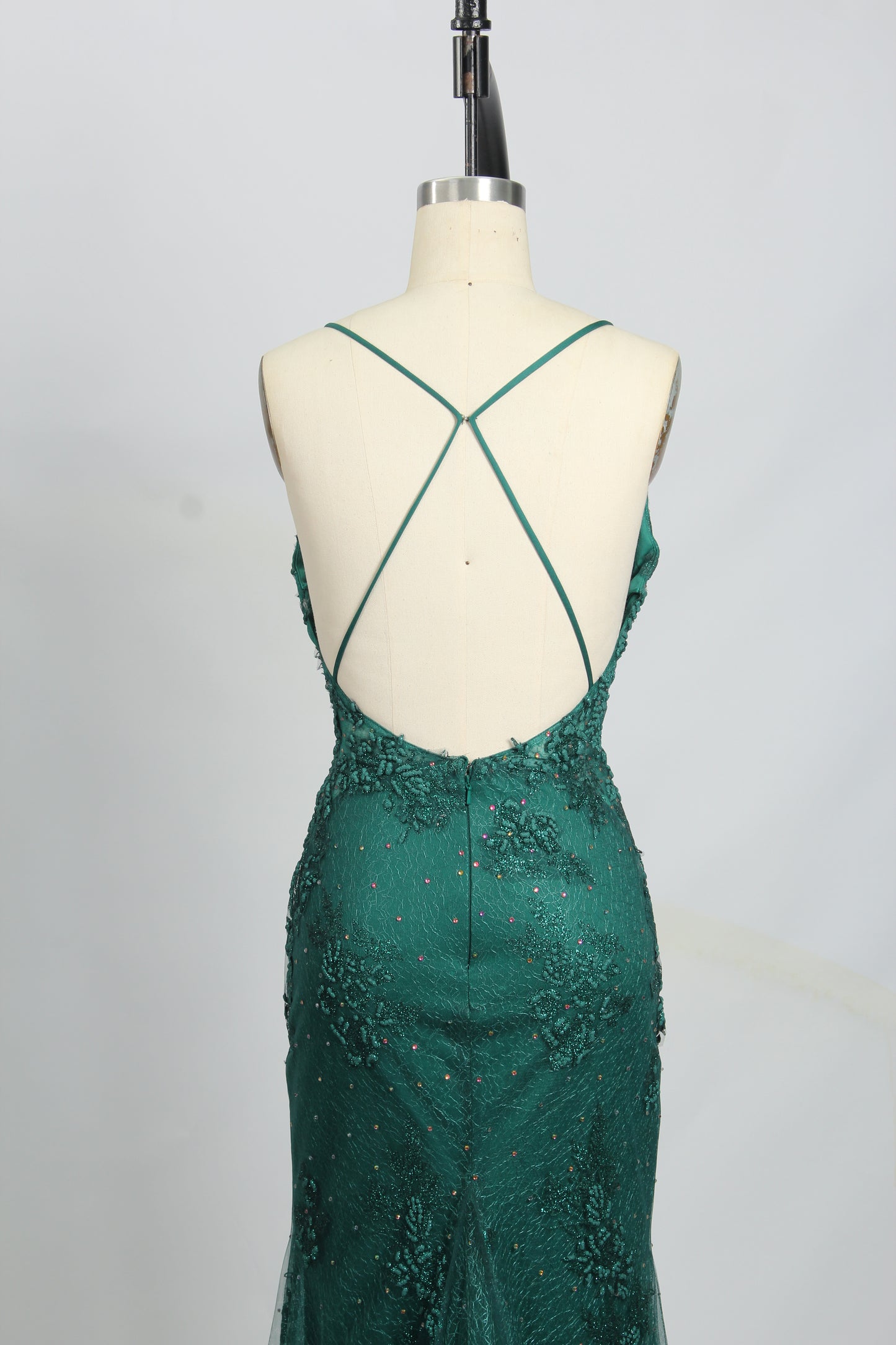 Glittering Seduction Wholesale Backless Tie-Back Slit Mermaid Gown