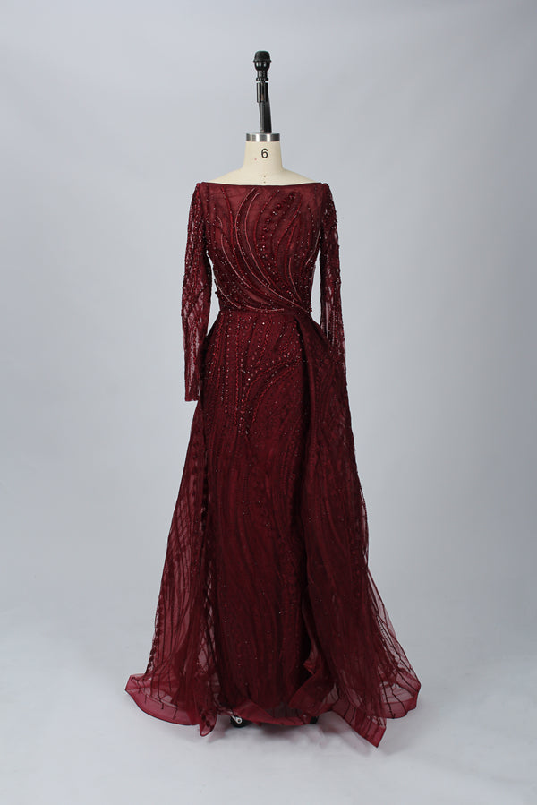 Enchanting Sophistication Wholesale Plus Size Hand-Embellished Beaded Evening Gowns MK072